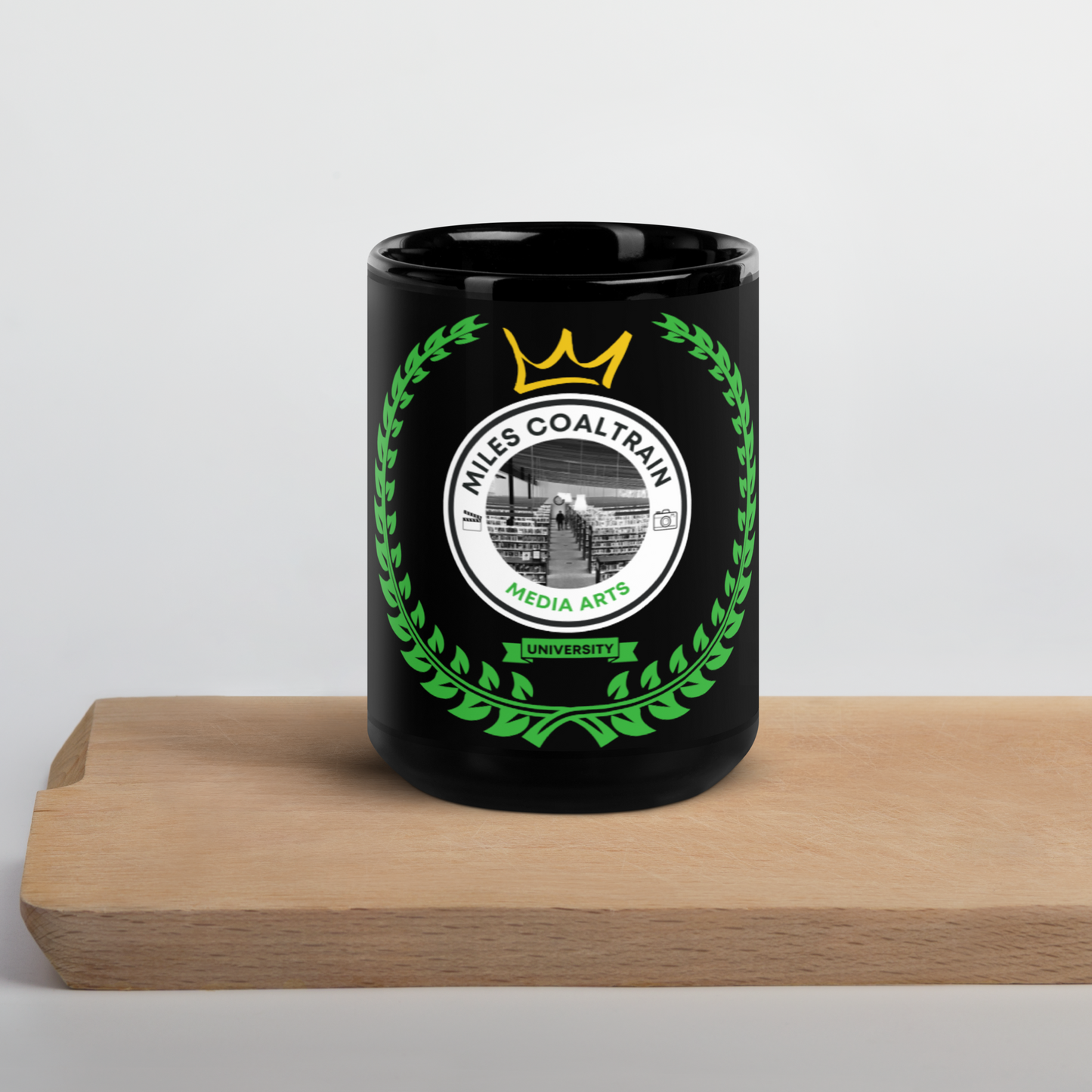 Miles Coaltrain MediaARTS University Black Glossy Mug